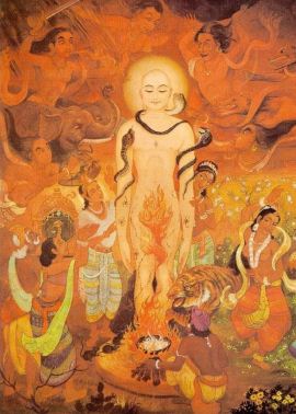 God Sangama Tests Mahaviras Endurance and Courage by Twenty Severe Tests